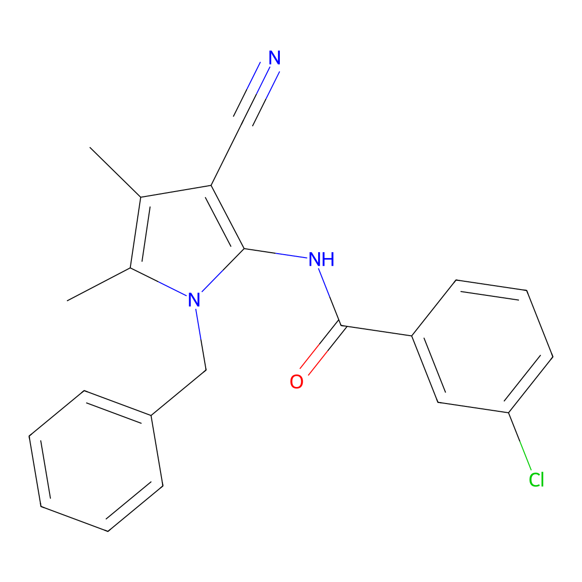 N-(1-benzyl-3-cyano-4,5-dimethyl-1H-pyrrol-2-yl)-3-chlorobenzenecarboxamide molecular structure, CAS 478032-96-1