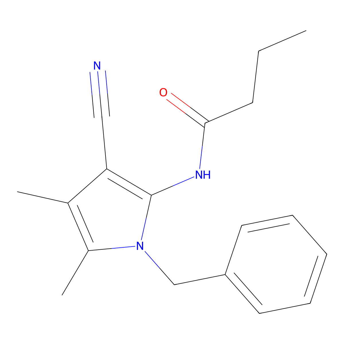 N-(1-benzyl-3-cyano-4,5-dimethyl-1H-pyrrol-2-yl)butanamide molecular structure, CAS 478033-00-0