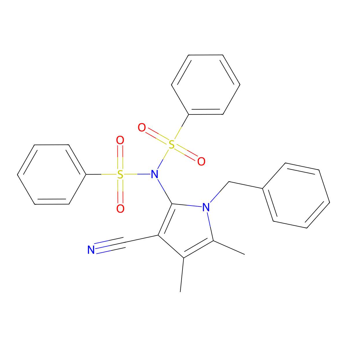 N-(1-benzyl-3-cyano-4,5-dimethyl-1H-pyrrol-2-yl)-N-(phenylsulfonyl)benzenesulfonamide molecular structure, CAS 478033-05-5