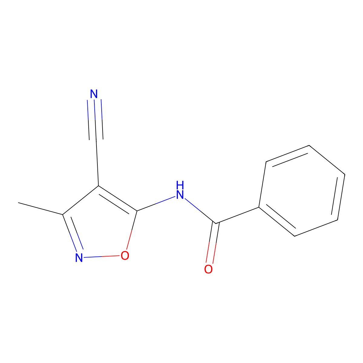 N-(4-cyano-3-methyl-1,2-oxazol-5-yl)benzamide molecular structure, CAS 478033-13-5