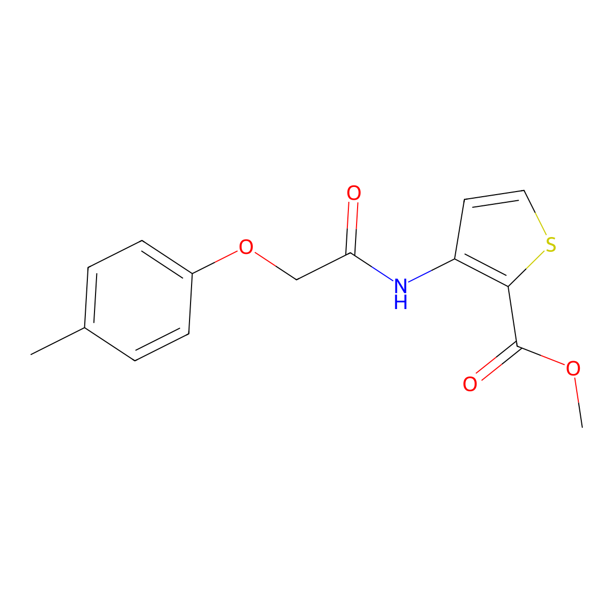 Methyl 3-{[2-(4-methylphenoxy)acetyl]amino}-2-thiophenecarboxylate molecular structure, CAS 478033-19-1