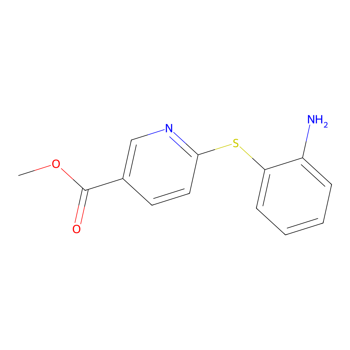 Methyl 6-[(2-aminophenyl)sulfanyl]nicotinate molecular structure, CAS 478033-21-5