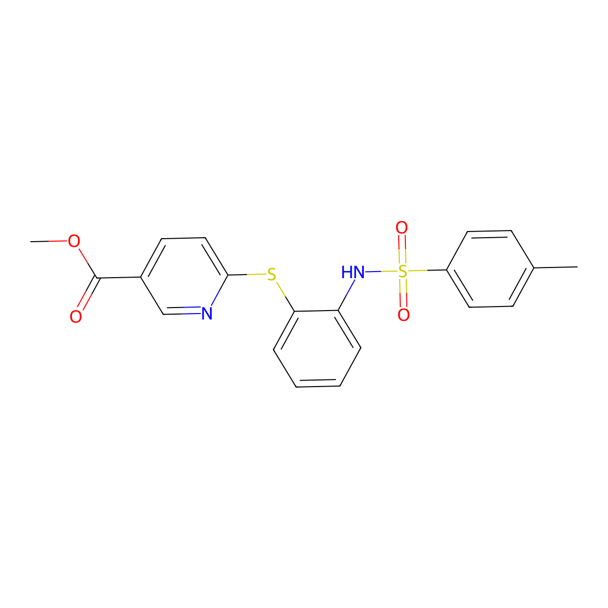 Methyl 6-[(2-{[(4-methylphenyl)sulfonyl]amino}phenyl)sulfanyl]nicotinate molecular structure, CAS 478033-23-7