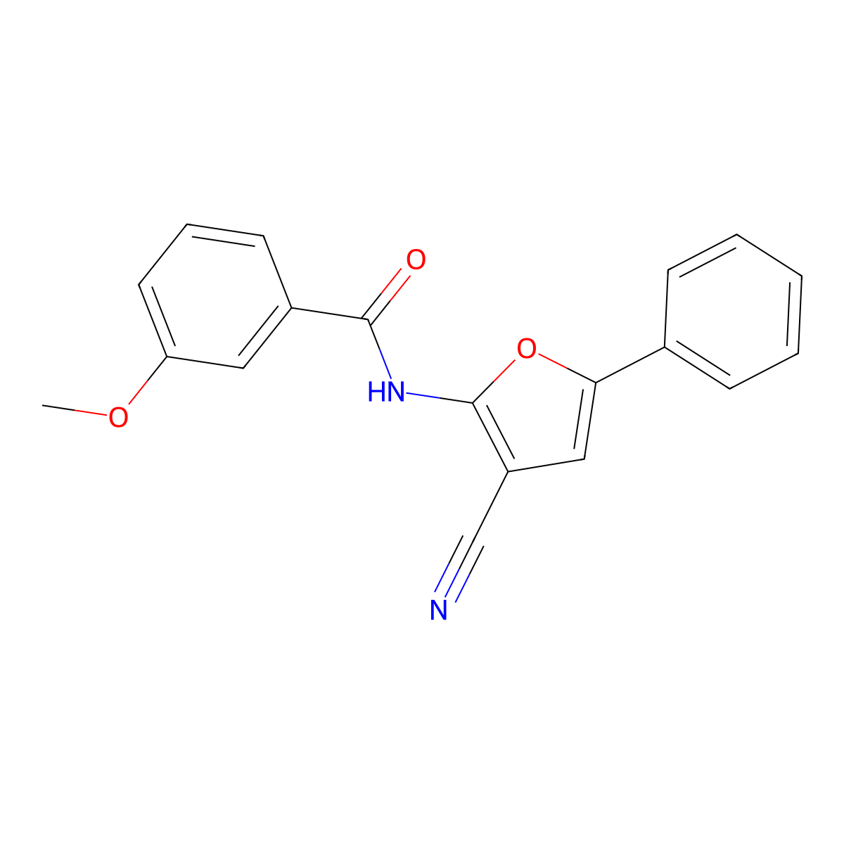 N-(3-cyano-5-phenyl-2-furyl)-3-methoxybenzenecarboxamide molecular structure, CAS 478033-45-3