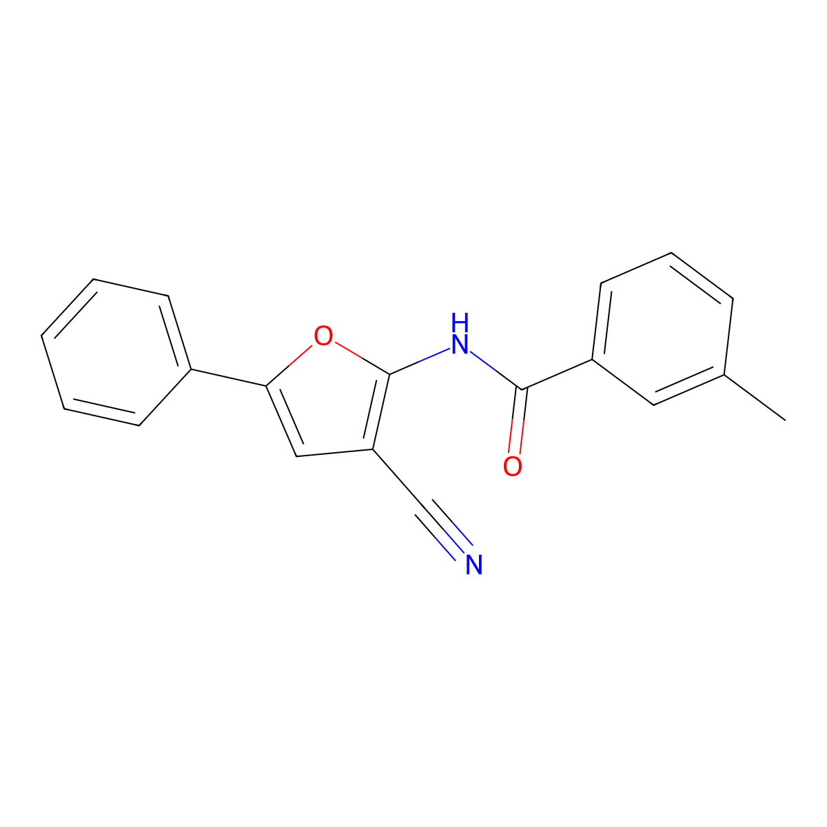 N-(3-cyano-5-phenylfuran-2-yl)-3-methylbenzamide molecular structure, CAS 478033-47-5