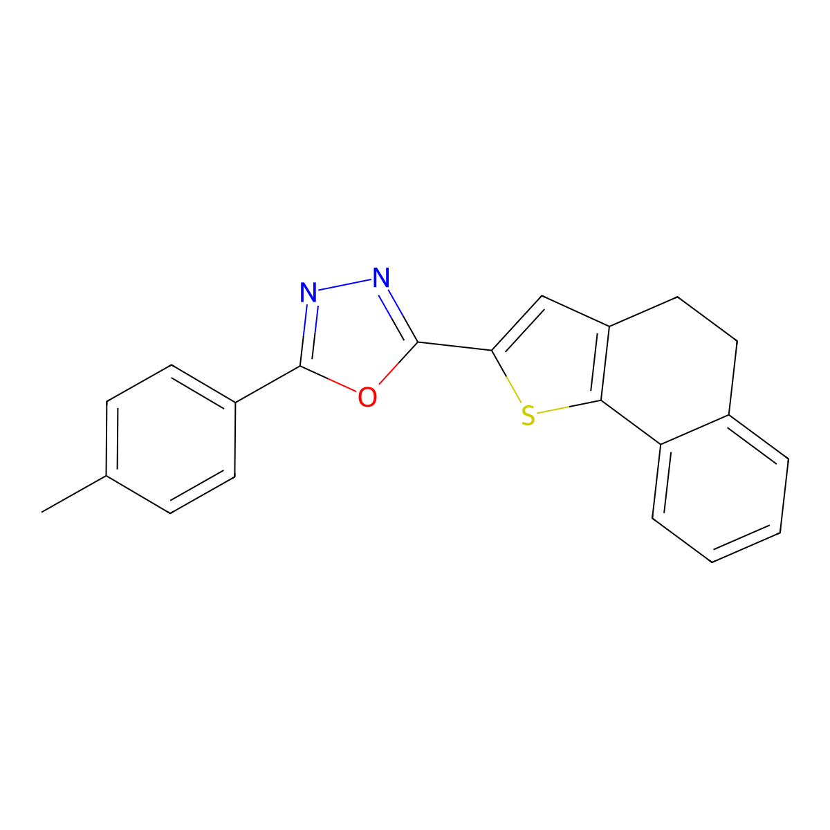 2-(4,5-Dihydronaphtho[1,2-b]thiophen-2-yl)-5-(4-methylphenyl)-1,3,4-oxadiazole molecular structure, CAS 478033-55-5