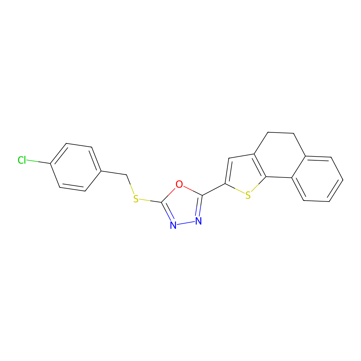 4-Chlorobenzyl 5-(4,5-dihydronaphtho[1,2-b]thiophen-2-yl)-1,3,4-oxadiazol-2-yl sulfide molecular structure, CAS 478033-57-7
