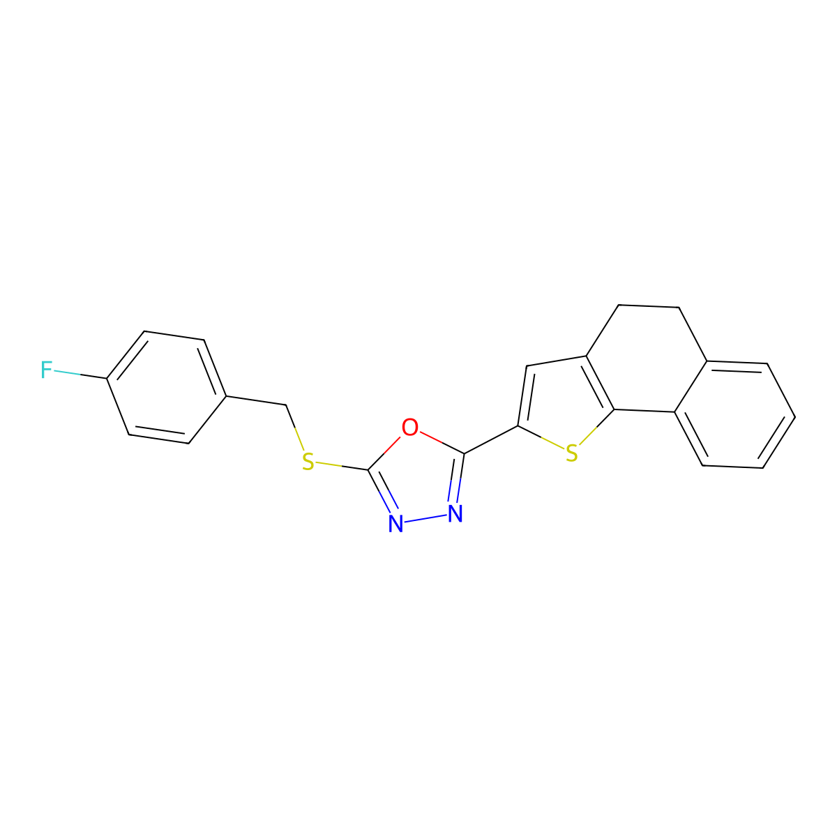 2-(4,5-Dihydronaphtho[1,2-b]thiophen-2-yl)-5-[(4-fluorobenzyl)sulfanyl]-1,3,4-oxadiazole molecular structure, CAS 478033-58-8