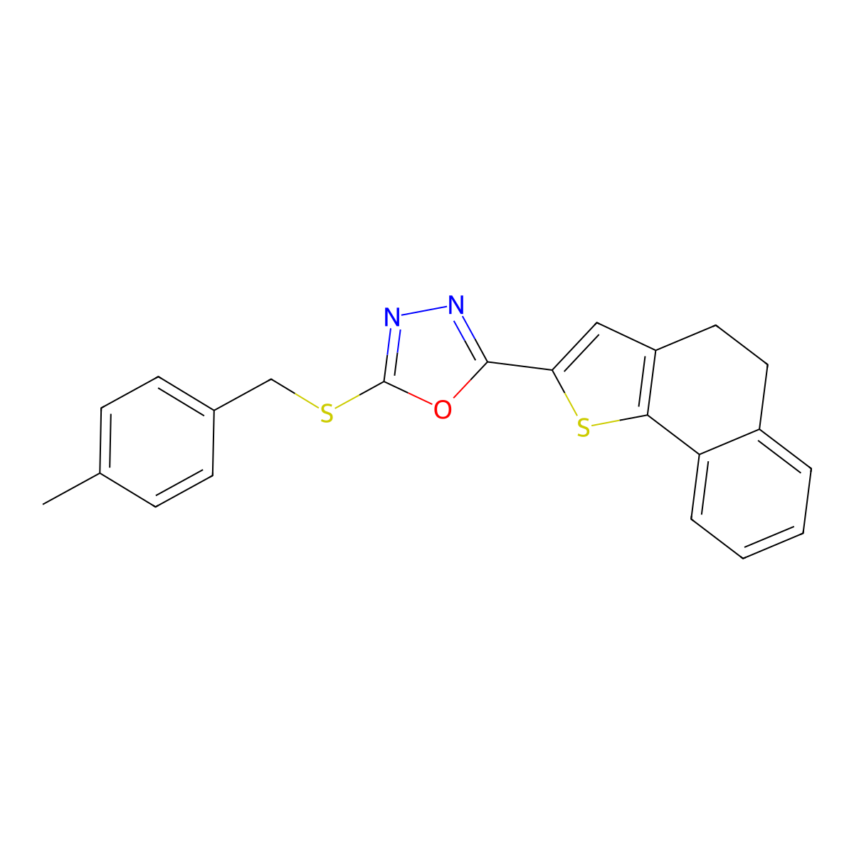 2-(4,5-Dihydronaphtho[1,2-b]thiophen-2-yl)-5-[(4-methylbenzyl)sulfanyl]-1,3,4-oxadiazole molecular structure, CAS 478033-59-9