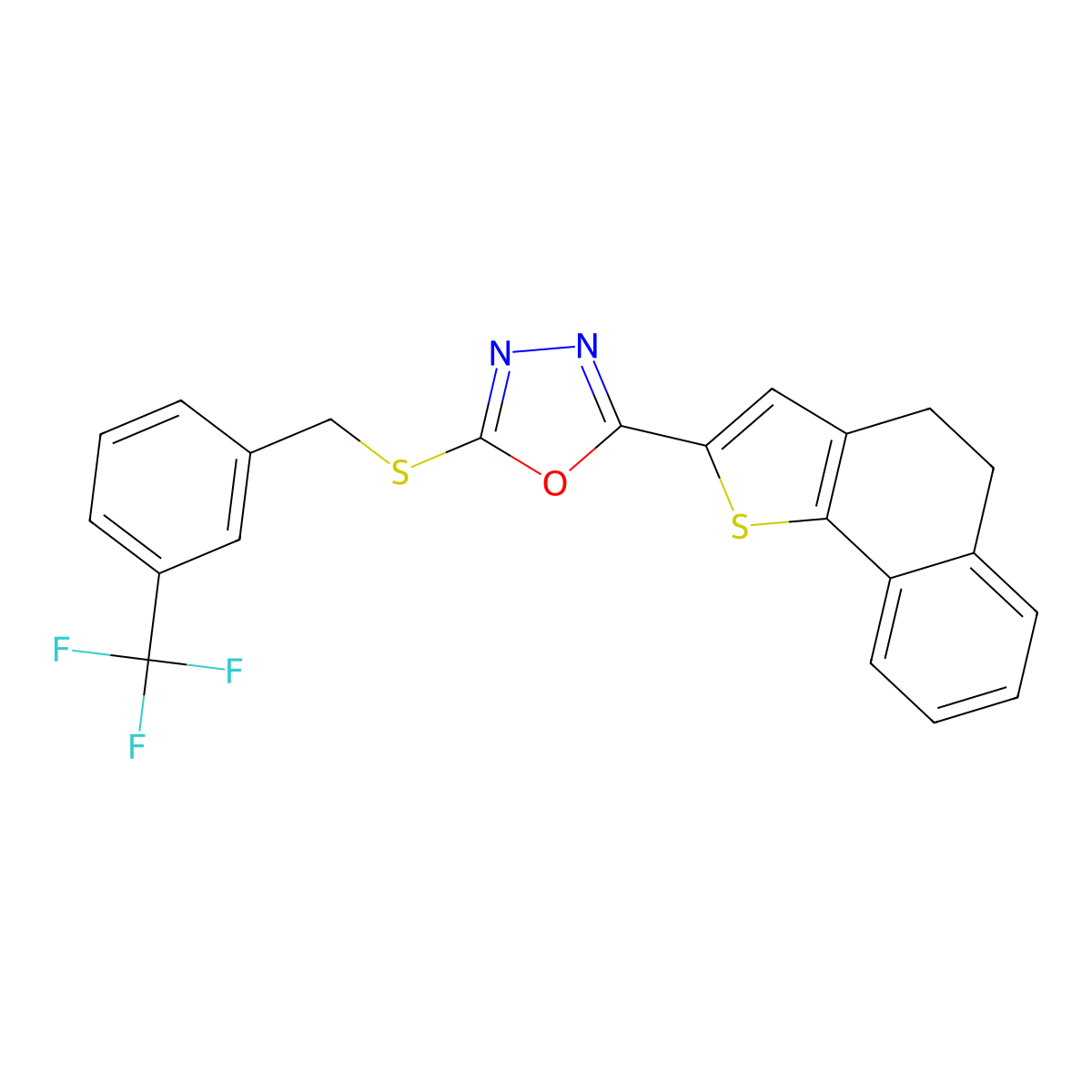 2-(4,5-Dihydronaphtho[1,2-b]thiophen-2-yl)-5-{[3-(trifluoromethyl)benzyl]sulfanyl}-1,3,4-oxadiazole molecular structure, CAS 478033-60-2