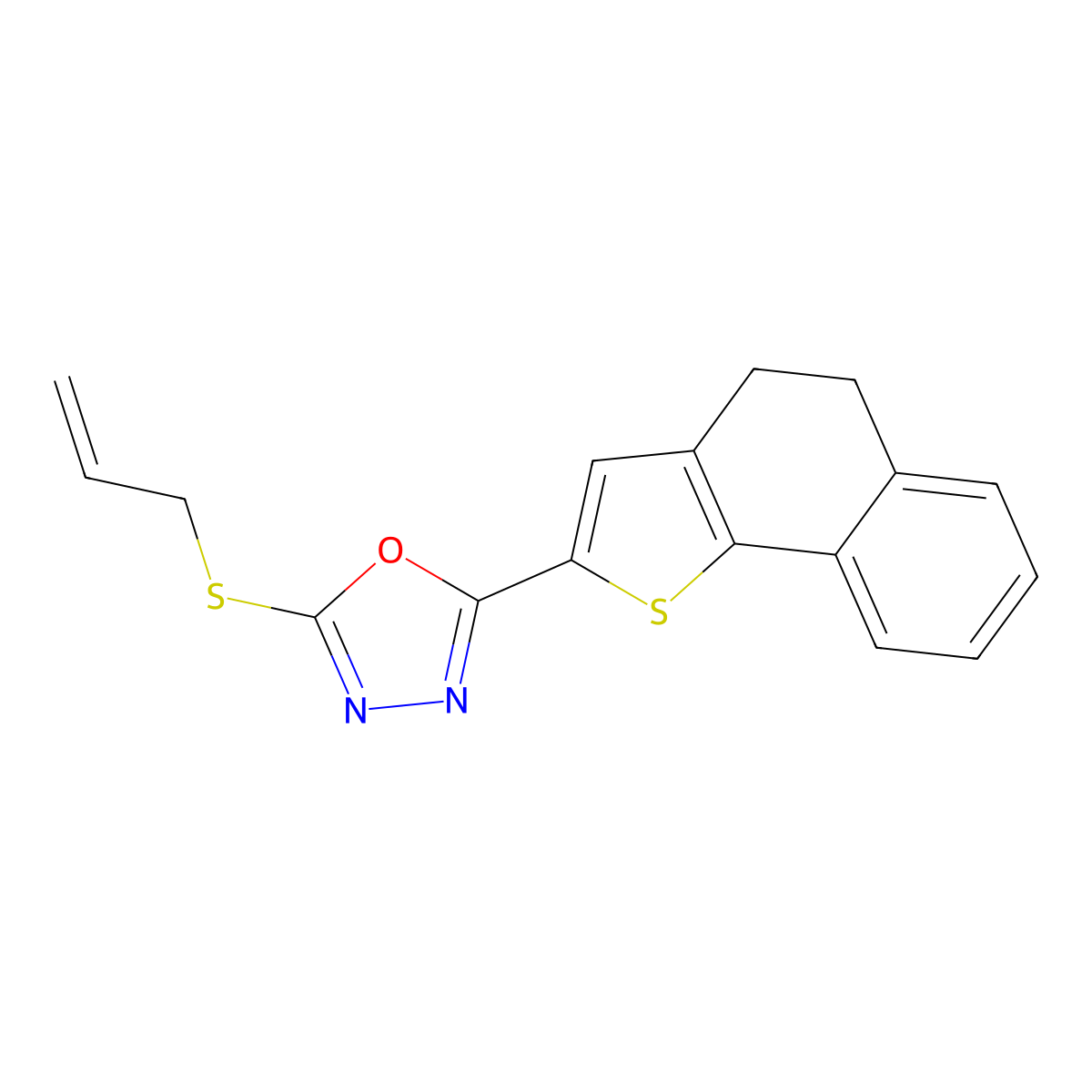 2-(Allylsulfanyl)-5-(4,5-dihydronaphtho[1,2-b]thiophen-2-yl)-1,3,4-oxadiazole molecular structure, CAS 478033-62-4