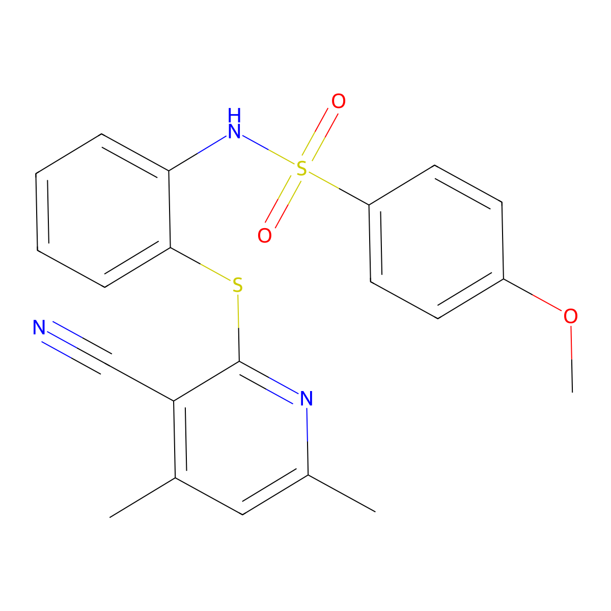 N-{2-[(3-cyano-4,6-dimethyl-2-pyridinyl)sulfanyl]phenyl}-4-methoxybenzenesulfonamide molecular structure, CAS 478033-63-5