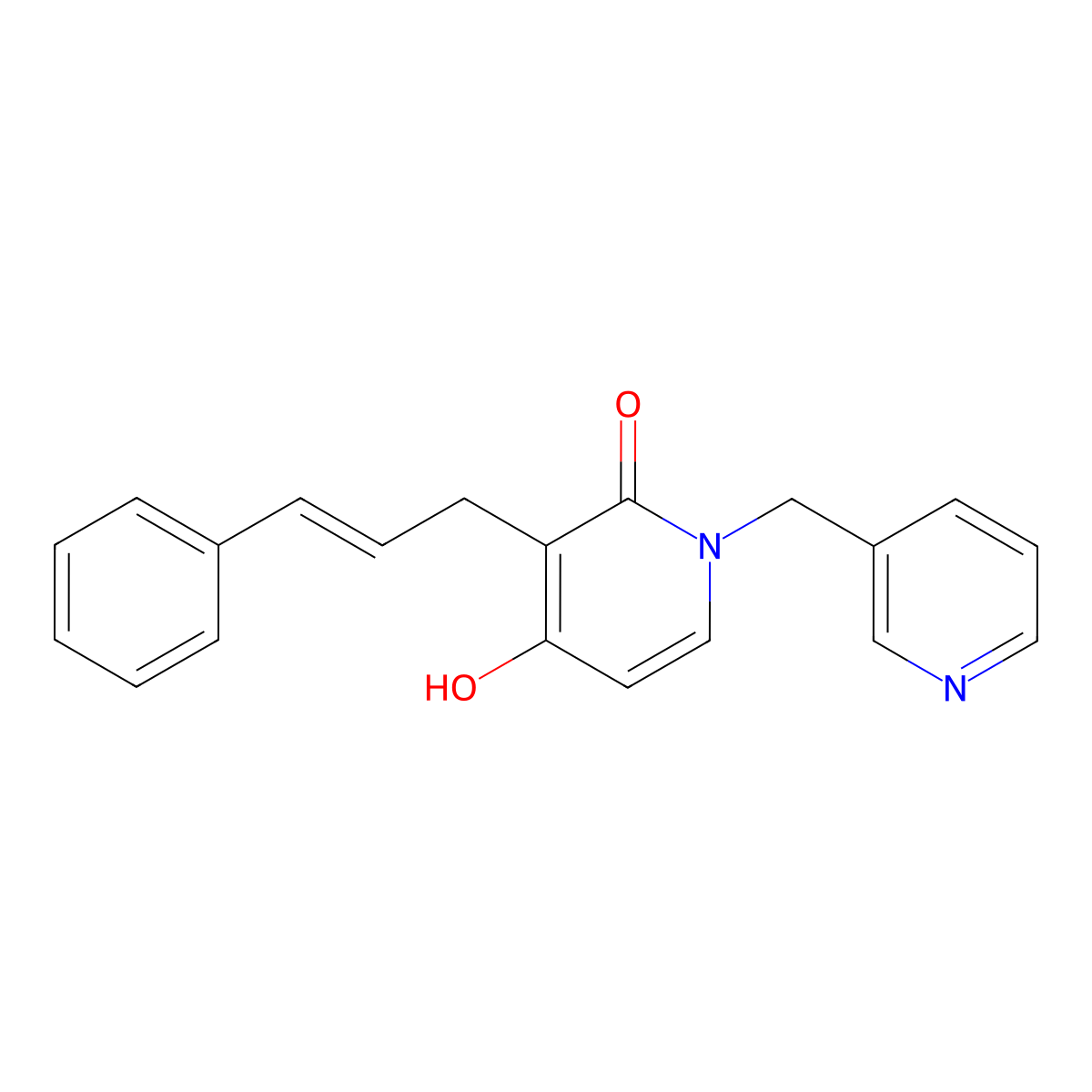 4-hydroxy-3-[(E)-3-phenyl-2-propenyl]-1-(3-pyridinylmethyl)-2(1H)-pyridinone molecular structure, CAS 478033-66-8