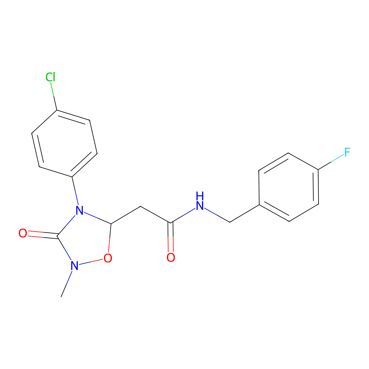 2-[4-(4-chlorophenyl)-2-methyl-3-oxo-1,2,4-oxadiazolidin-5-yl]-N-[(4-fluorophenyl)methyl]acetamide molecular structure, CAS 478033-67-9