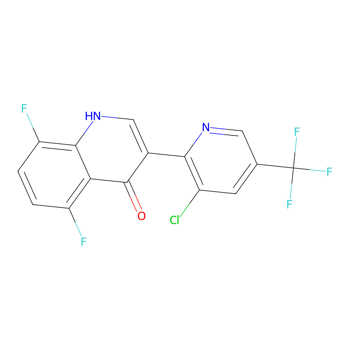 3-[3-chloro-5-(trifluoromethyl)-2-pyridinyl]-5,8-difluoro-4(1H)-quinolinone molecular structure, CAS 478033-69-1