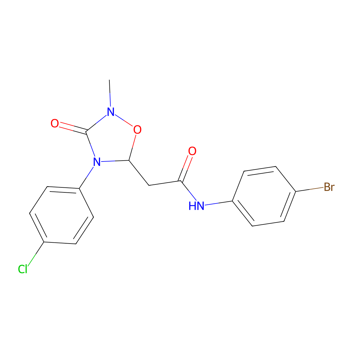 N-(4-bromophenyl)-2-[4-(4-chlorophenyl)-2-methyl-3-oxo-1,2,4-oxadiazolidin-5-yl]acetamide molecular structure, CAS 478033-70-4