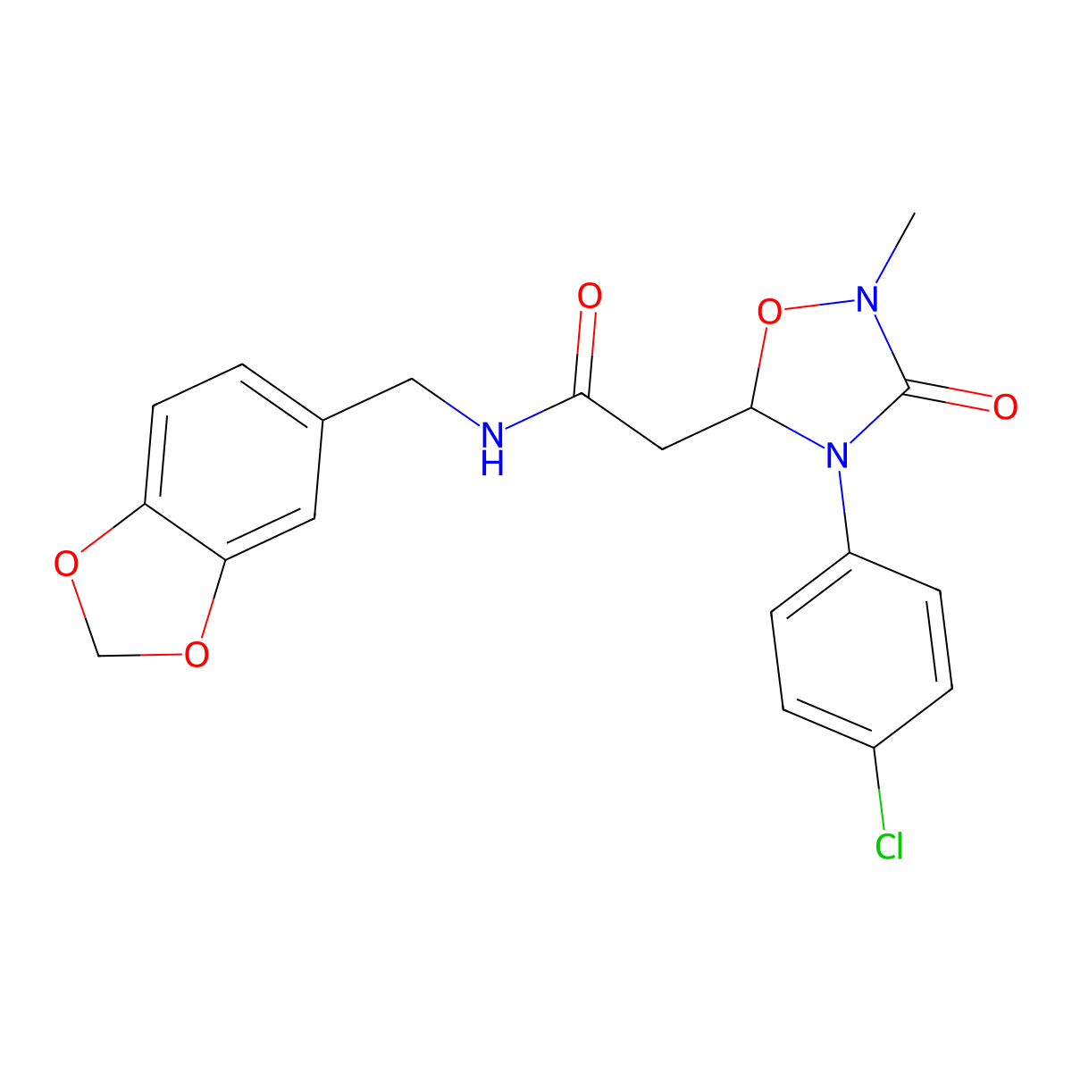 N-(1,3-benzodioxol-5-ylmethyl)-2-[4-(4-chlorophenyl)-2-methyl-3-oxo-1,2,4-oxadiazolan-5-yl]acetamide molecular structure, CAS 478033-71-5