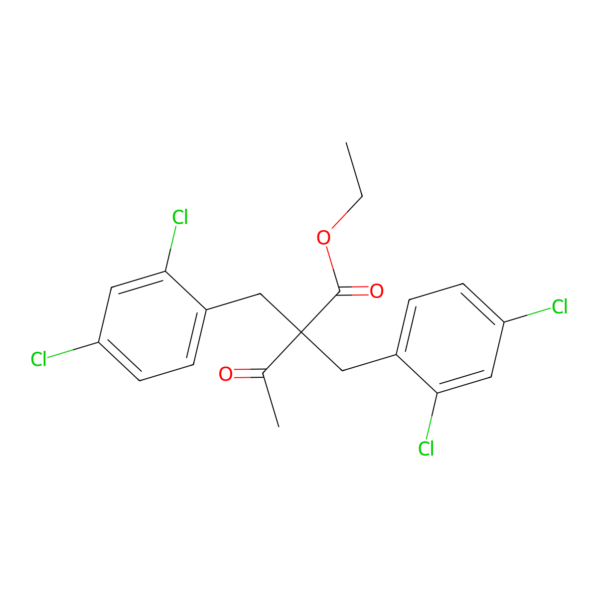 Ethyl 2,2-bis[(2,4-dichlorophenyl)methyl]-3-oxobutanoate molecular structure, CAS 478033-77-1