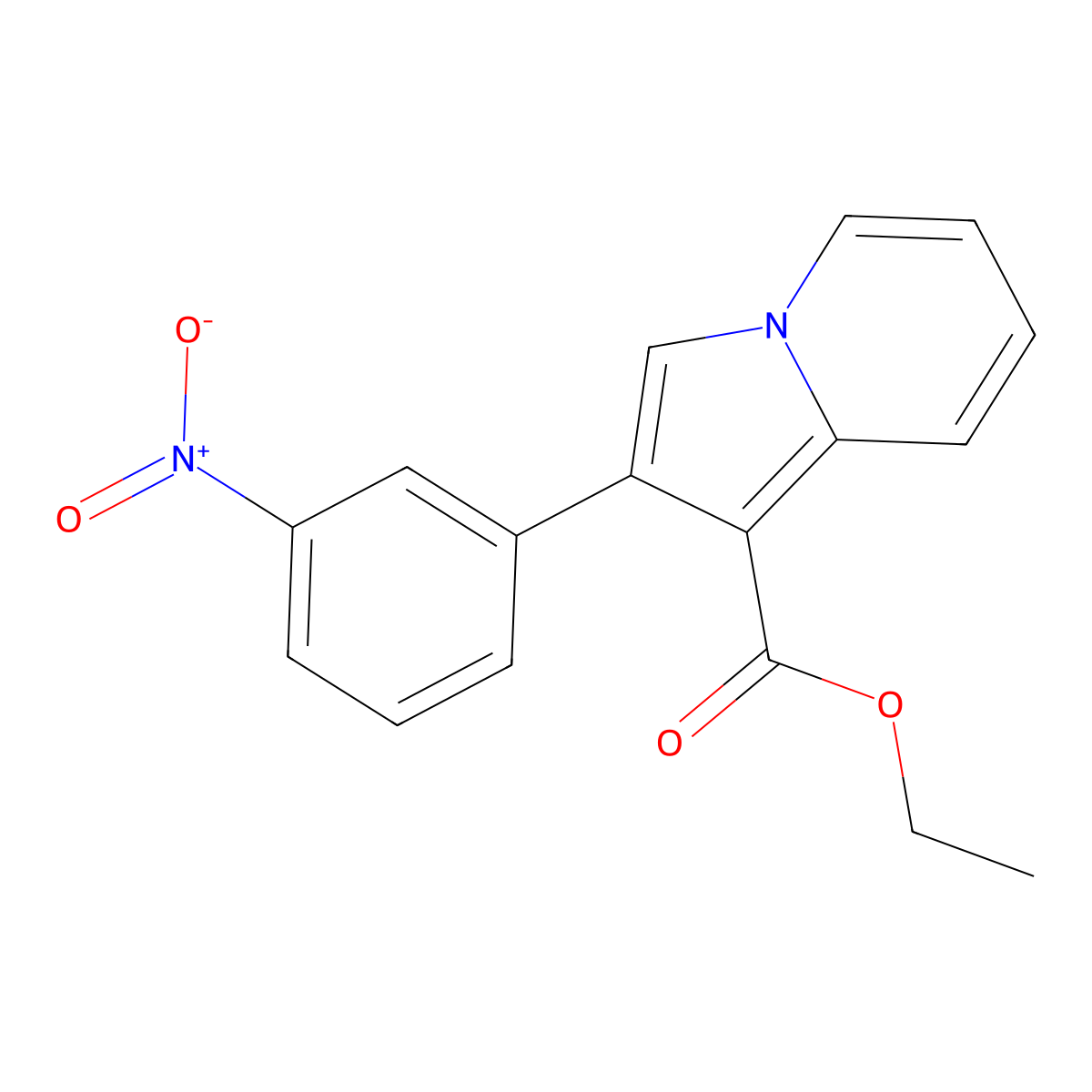 Ethyl 2-(3-nitrophenyl)indolizine-1-carboxylate molecular structure, CAS 478033-90-8