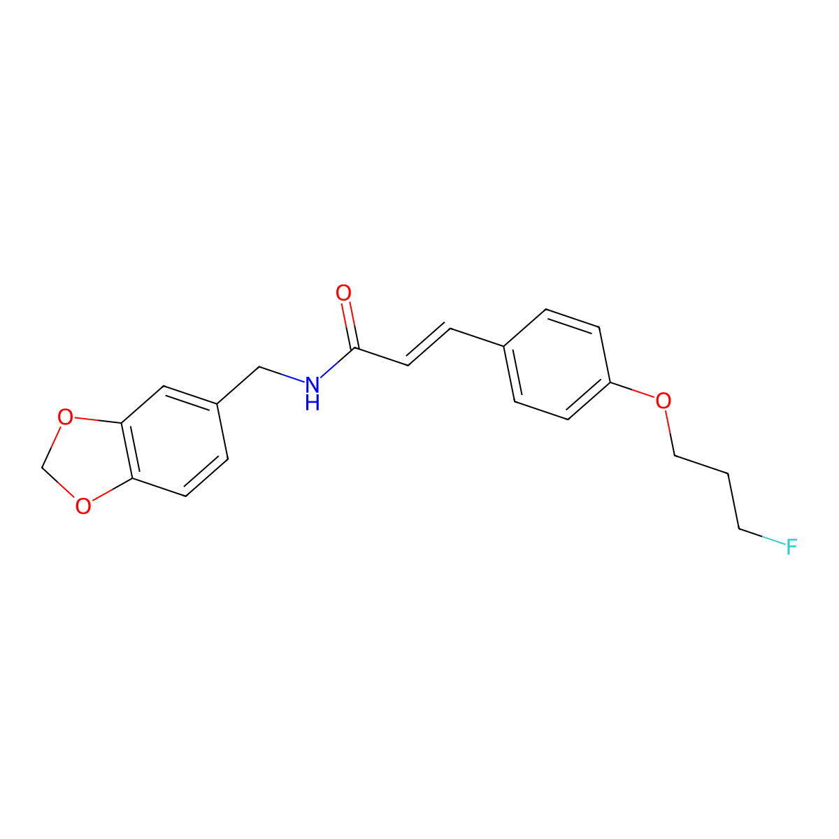 (E)-N-(1,3-benzodioxol-5-ylmethyl)-3-[4-(3-fluoropropoxy)phenyl]-2-propenamide molecular structure, CAS 478033-95-3