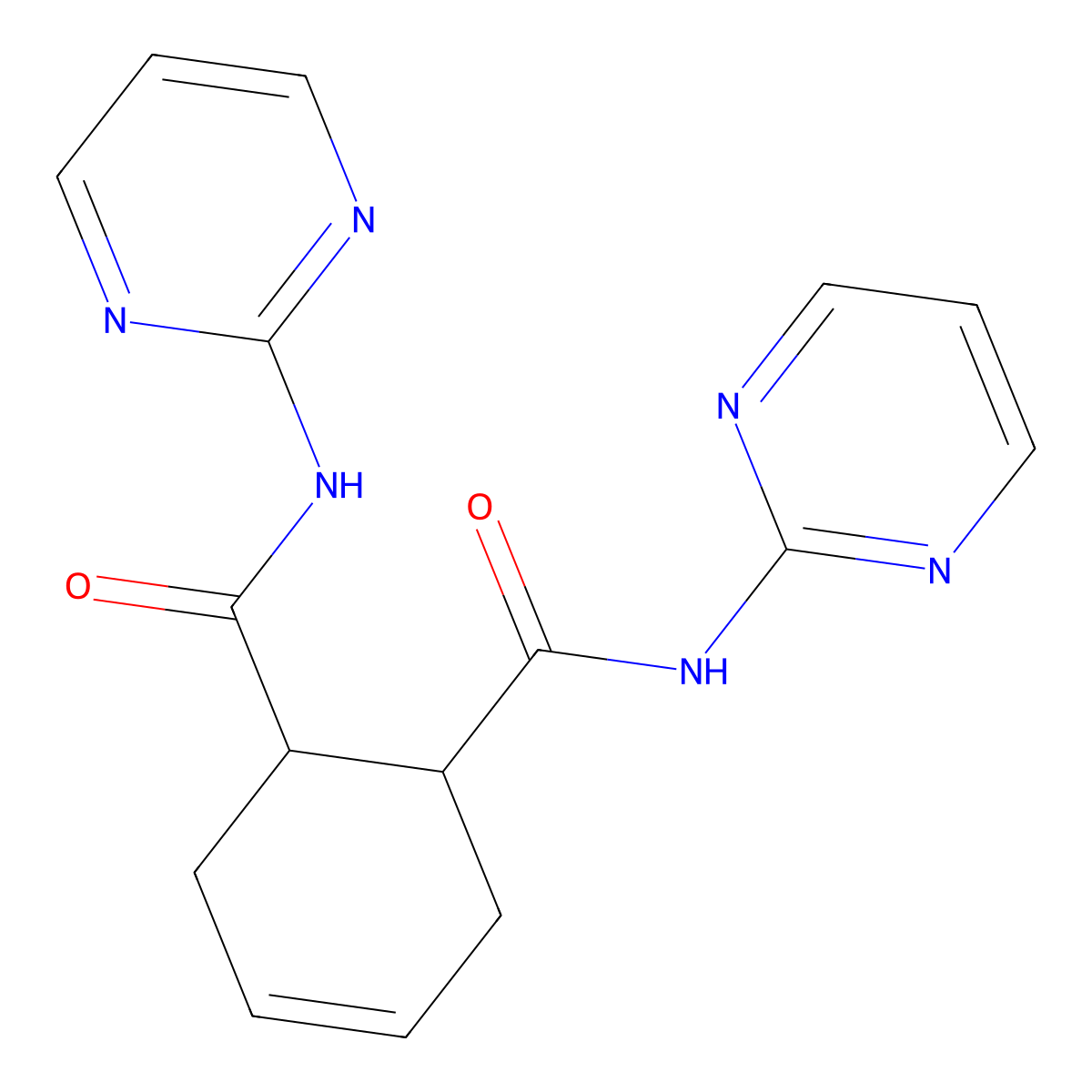 N~1~,N~2~-di(2-pyrimidinyl)-4-cyclohexene-1,2-dicarboxamide molecular structure, CAS 478033-98-6