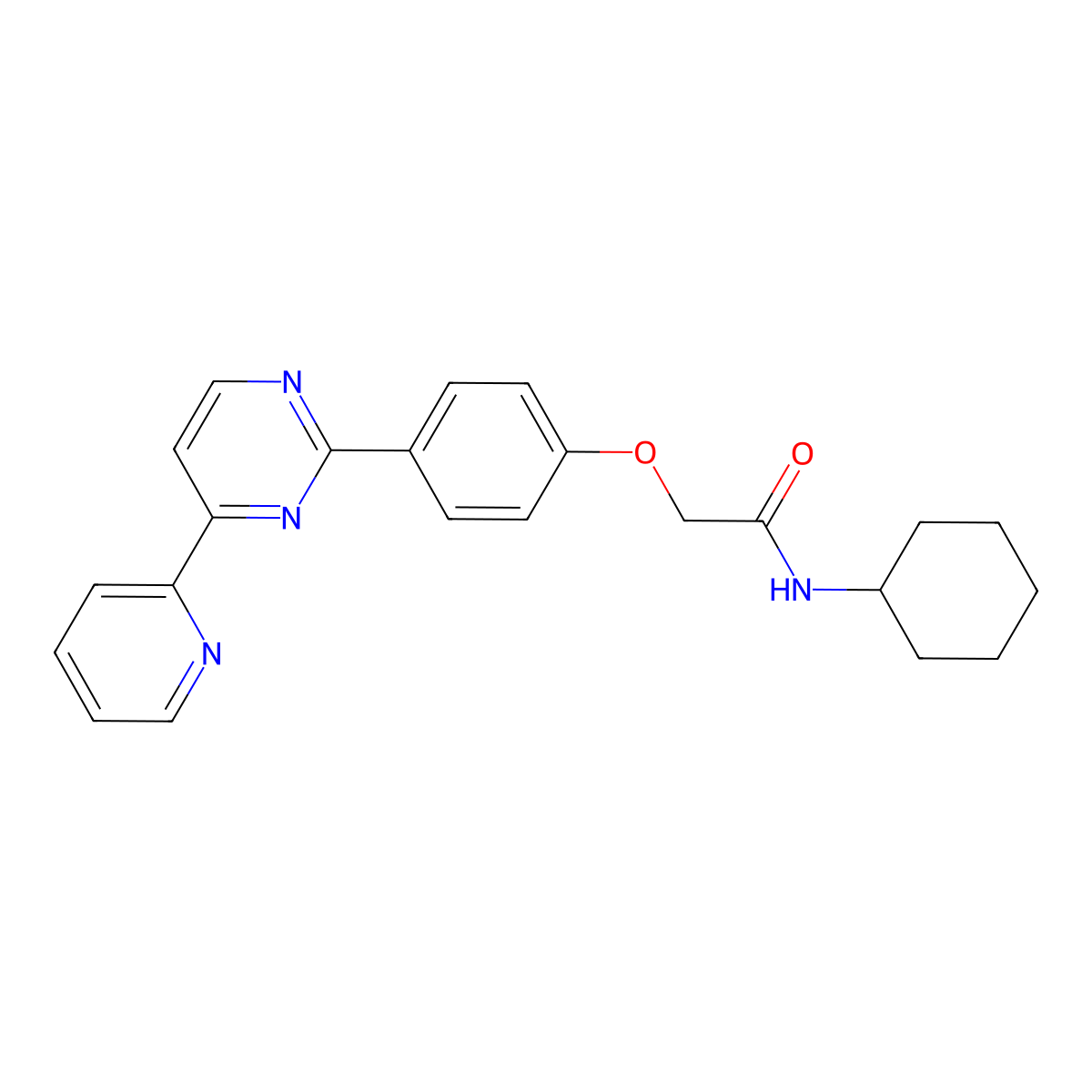N-cyclohexyl-2-{4-[4-(2-pyridinyl)-2-pyrimidinyl]phenoxy}acetamide molecular structure, CAS 478033-99-7