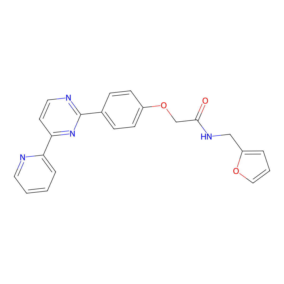 N-(2-furylmethyl)-2-{4-[4-(2-pyridinyl)-2-pyrimidinyl]phenoxy}acetamide molecular structure, CAS 478034-01-4