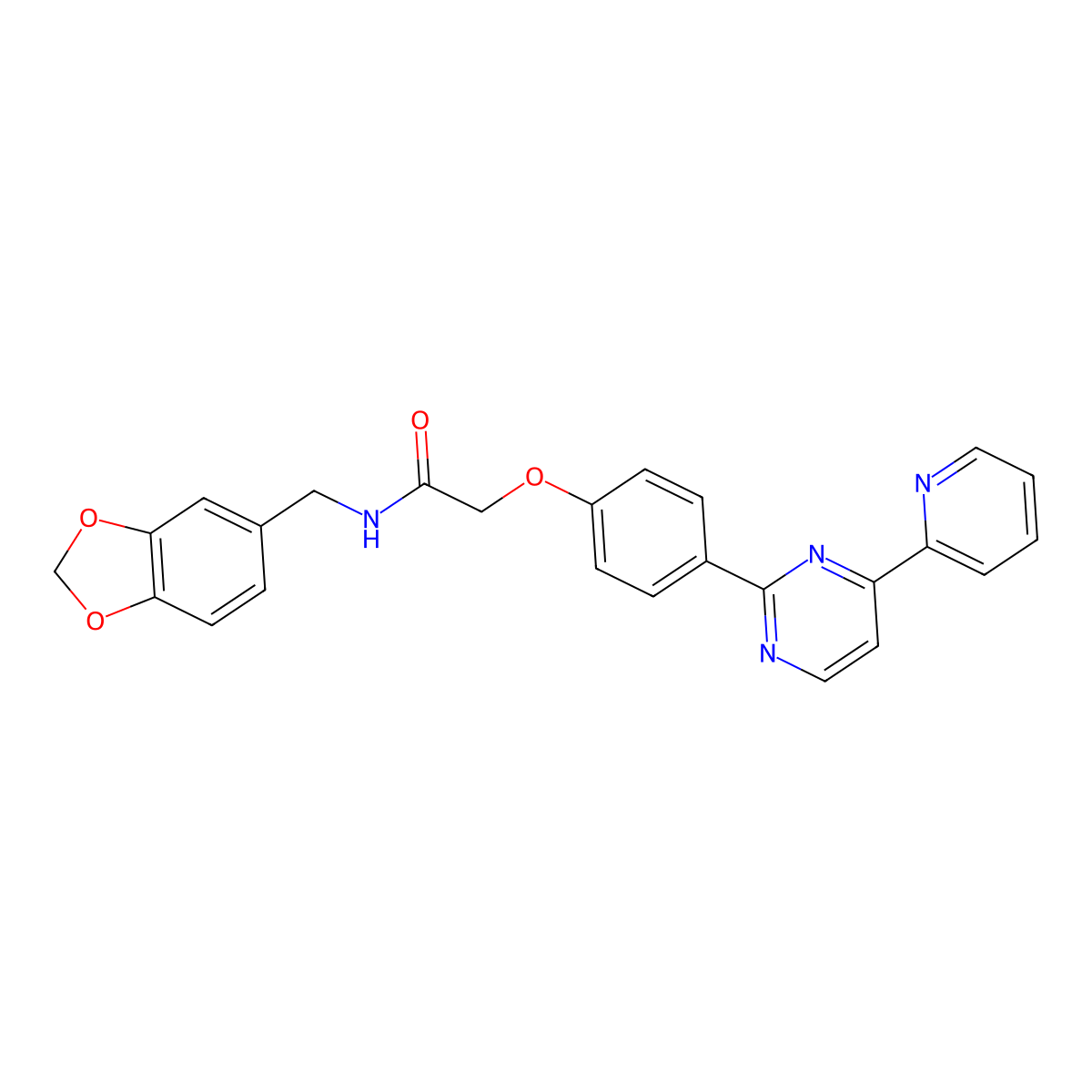 N-(1,3-benzodioxol-5-ylmethyl)-2-{4-[4-(2-pyridinyl)-2-pyrimidinyl]phenoxy}acetamide molecular structure, CAS 478034-04-7