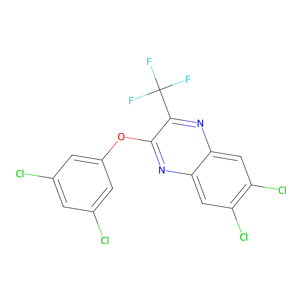 6,7-Dichloro-2-(3,5-dichlorophenoxy)-3-(trifluoromethyl)quinoxaline molecular structure, CAS 478034-05-8