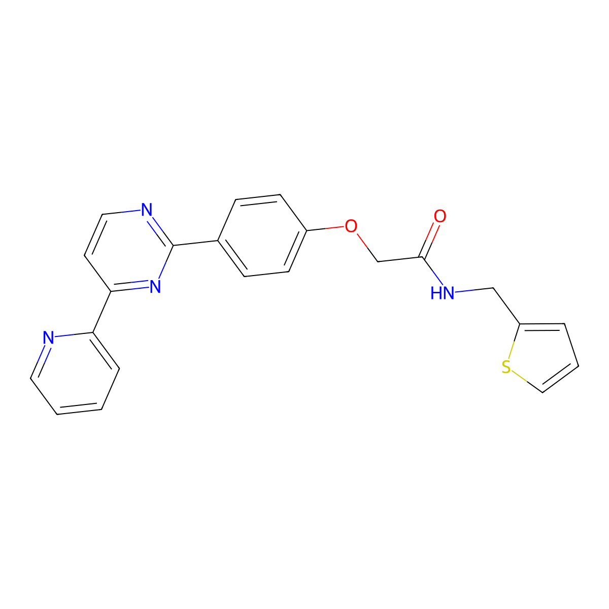 2-{4-[4-(2-pyridinyl)-2-pyrimidinyl]phenoxy}-N-(2-thienylmethyl)acetamide molecular structure, CAS 478034-06-9