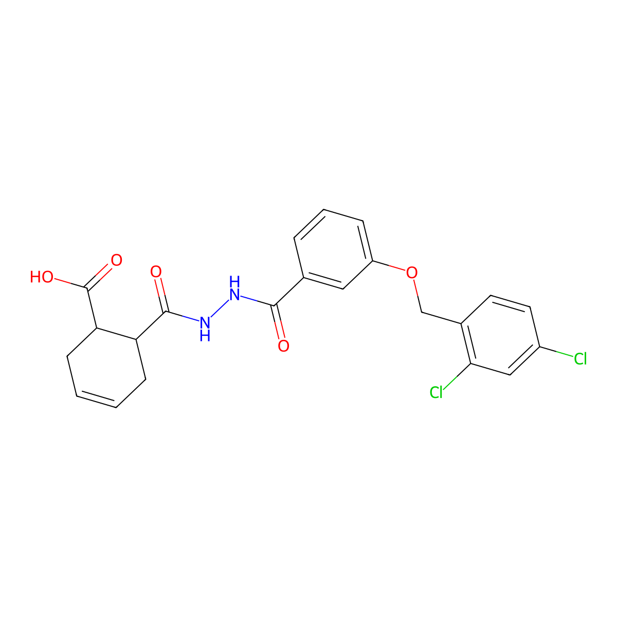 6-[[[3-[(2,4-dichlorophenyl)methoxy]benzoyl]amino]carbamoyl]cyclohex-3-ene-1-carboxylic Acid molecular structure, CAS 478039-16-6