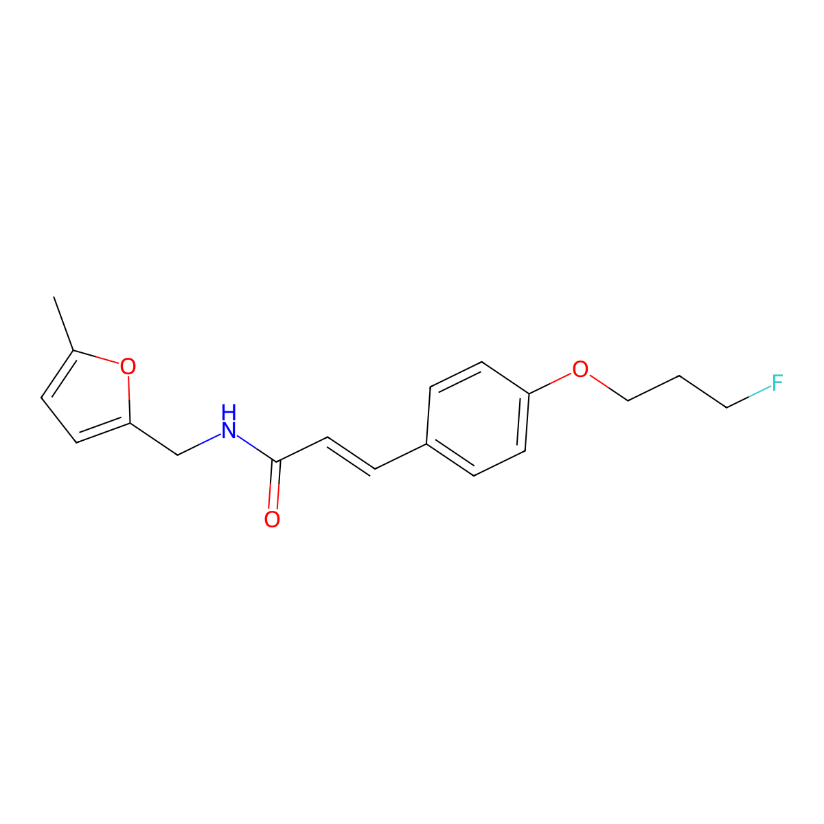 (2E)-3-[4-(3-fluoropropoxy)phenyl]-N-[(5-methylfuran-2-yl)methyl]prop-2-enamide molecular structure, CAS 478039-18-8