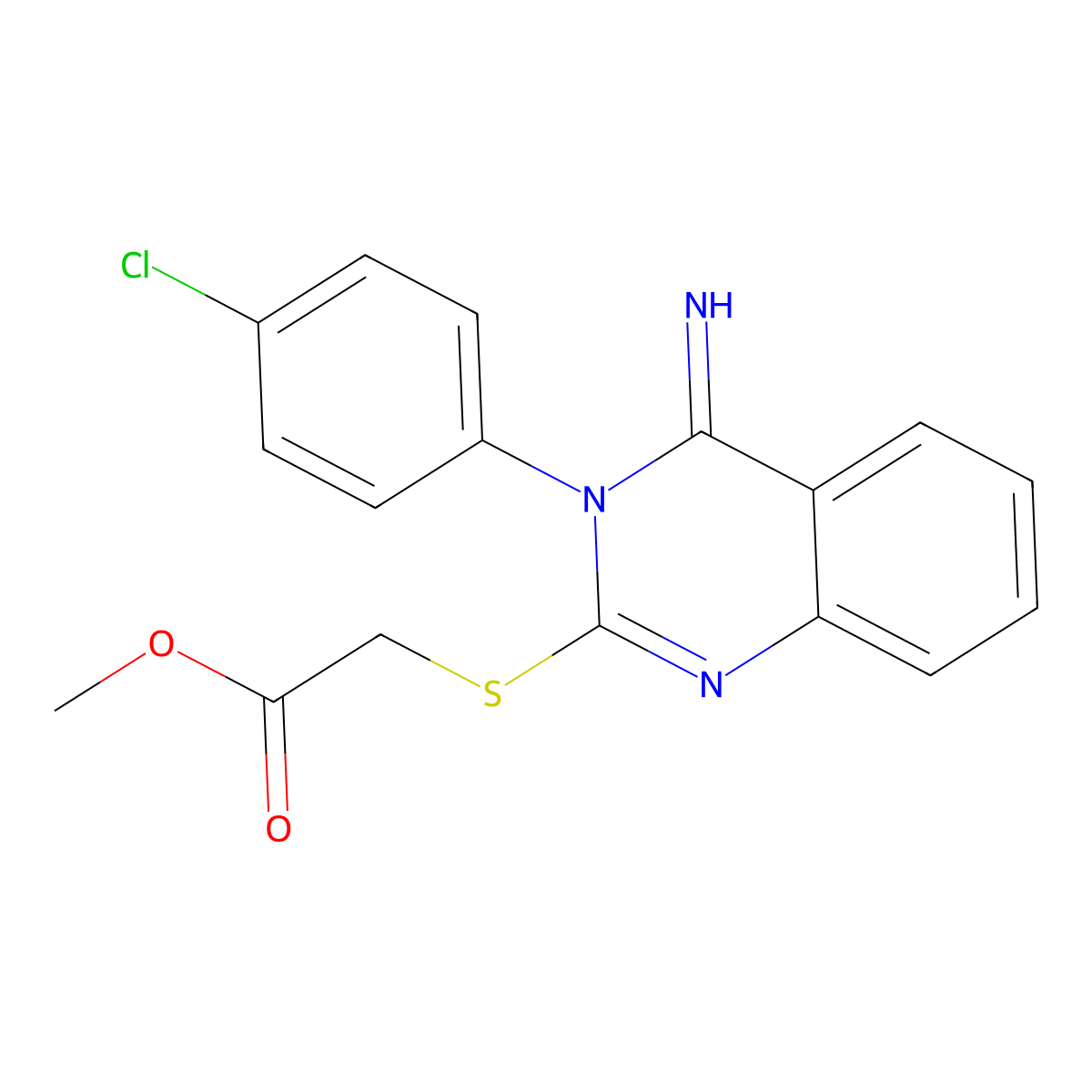 Methyl 2-{[3-(4-chlorophenyl)-4-imino-3,4-dihydro-2-quinazolinyl]sulfanyl}acetate molecular structure, CAS 478039-25-7