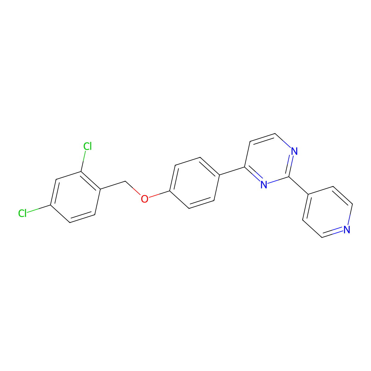 4-{4-[(2,4-Dichlorobenzyl)oxy]phenyl}-2-(4-pyridinyl)pyrimidine molecular structure, CAS 478039-29-1