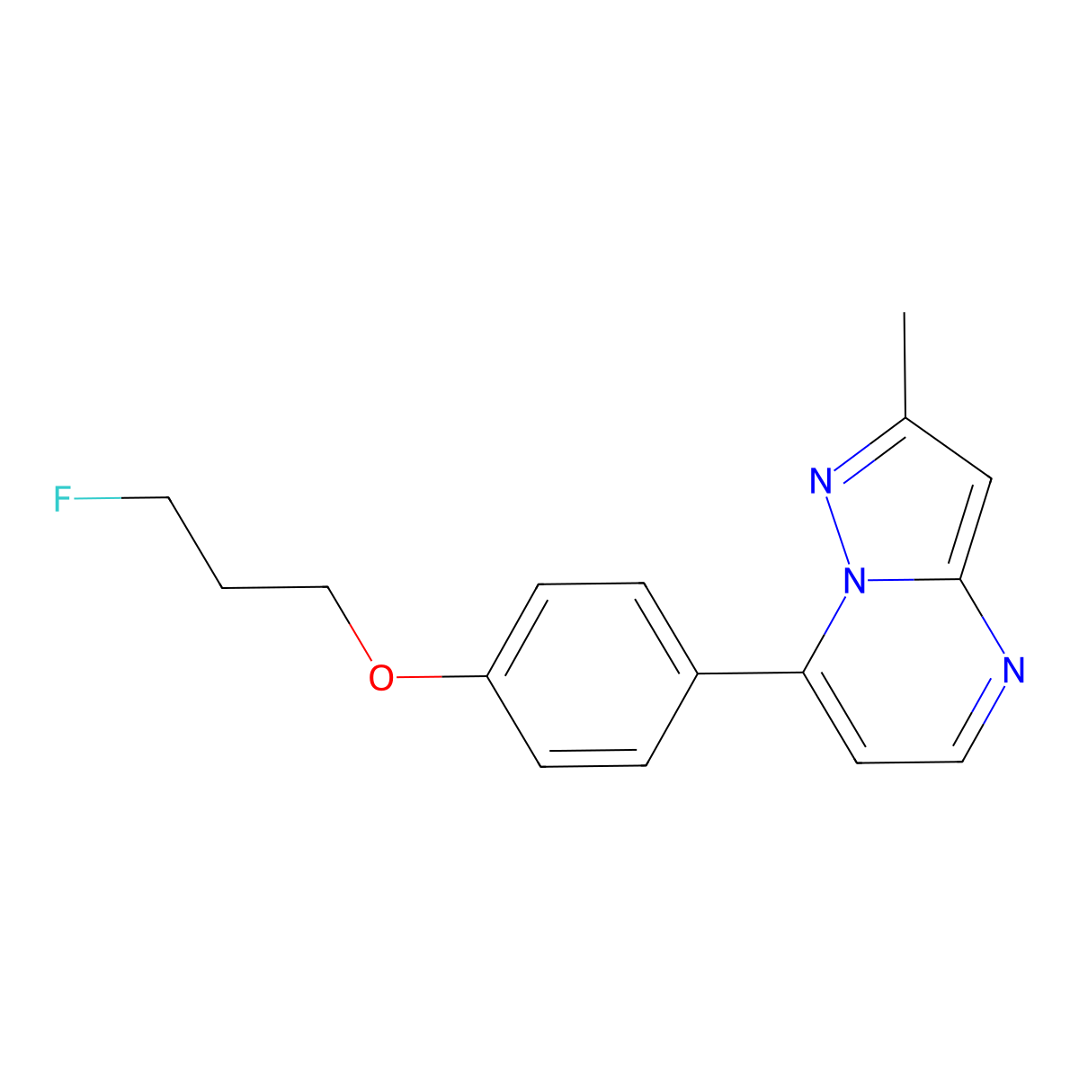3-Fluoropropyl 4-(2-methylpyrazolo[1,5-a]pyrimidin-7-yl)phenyl ether molecular structure, CAS 478039-30-4