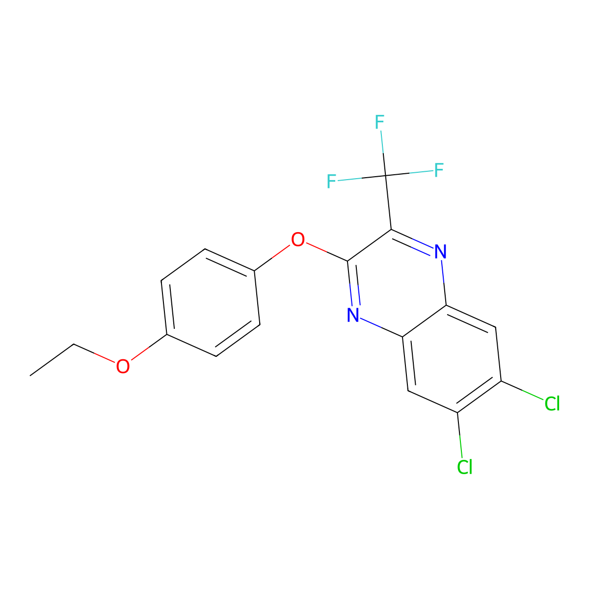 6,7-Dichloro-2-(4-ethoxyphenoxy)-3-(trifluoromethyl)quinoxaline molecular structure, CAS 478039-36-0