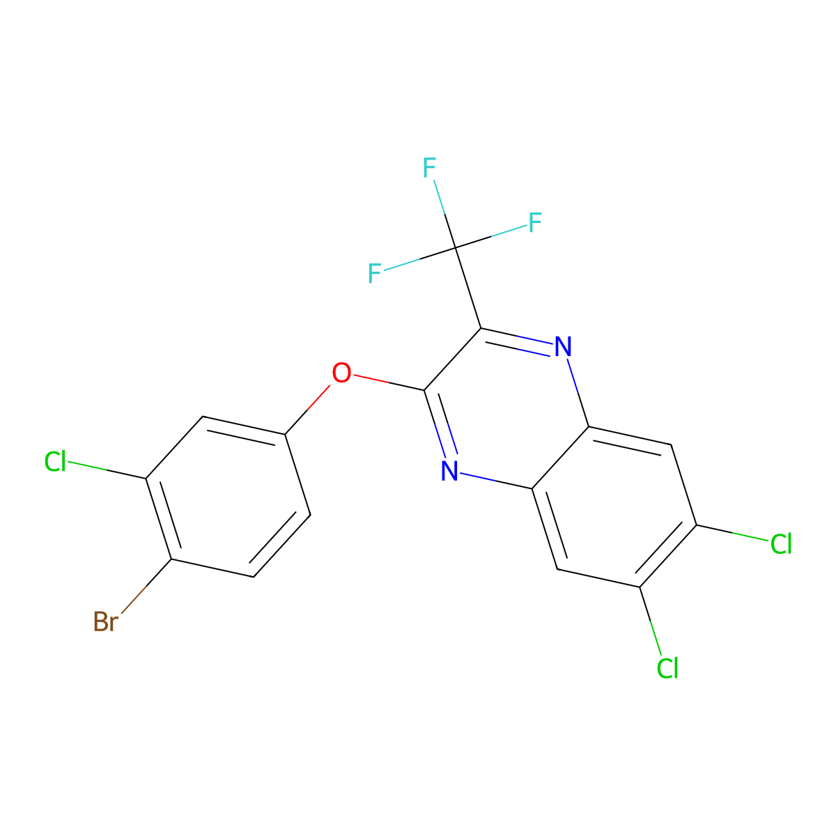 2-(4-Bromo-3-chlorophenoxy)-6,7-dichloro-3-(trifluoromethyl)quinoxaline molecular structure, CAS 478039-37-1