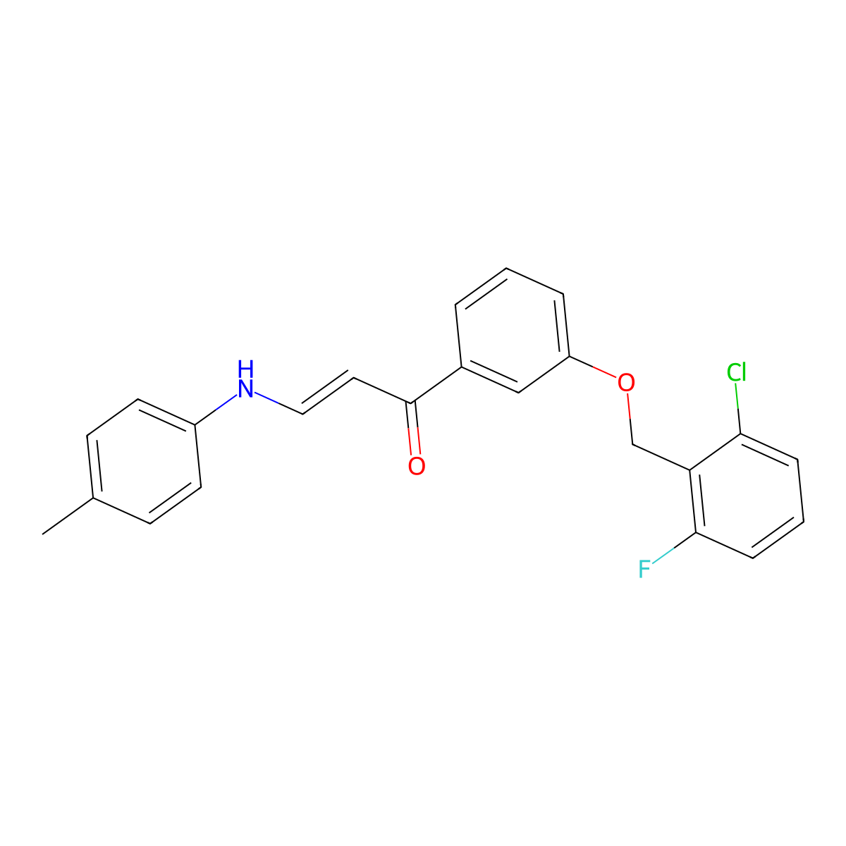 (E)-1-{3-[(2-chloro-6-fluorobenzyl)oxy]phenyl}-3-(4-toluidino)-2-propen-1-one molecular structure, CAS 478039-47-3