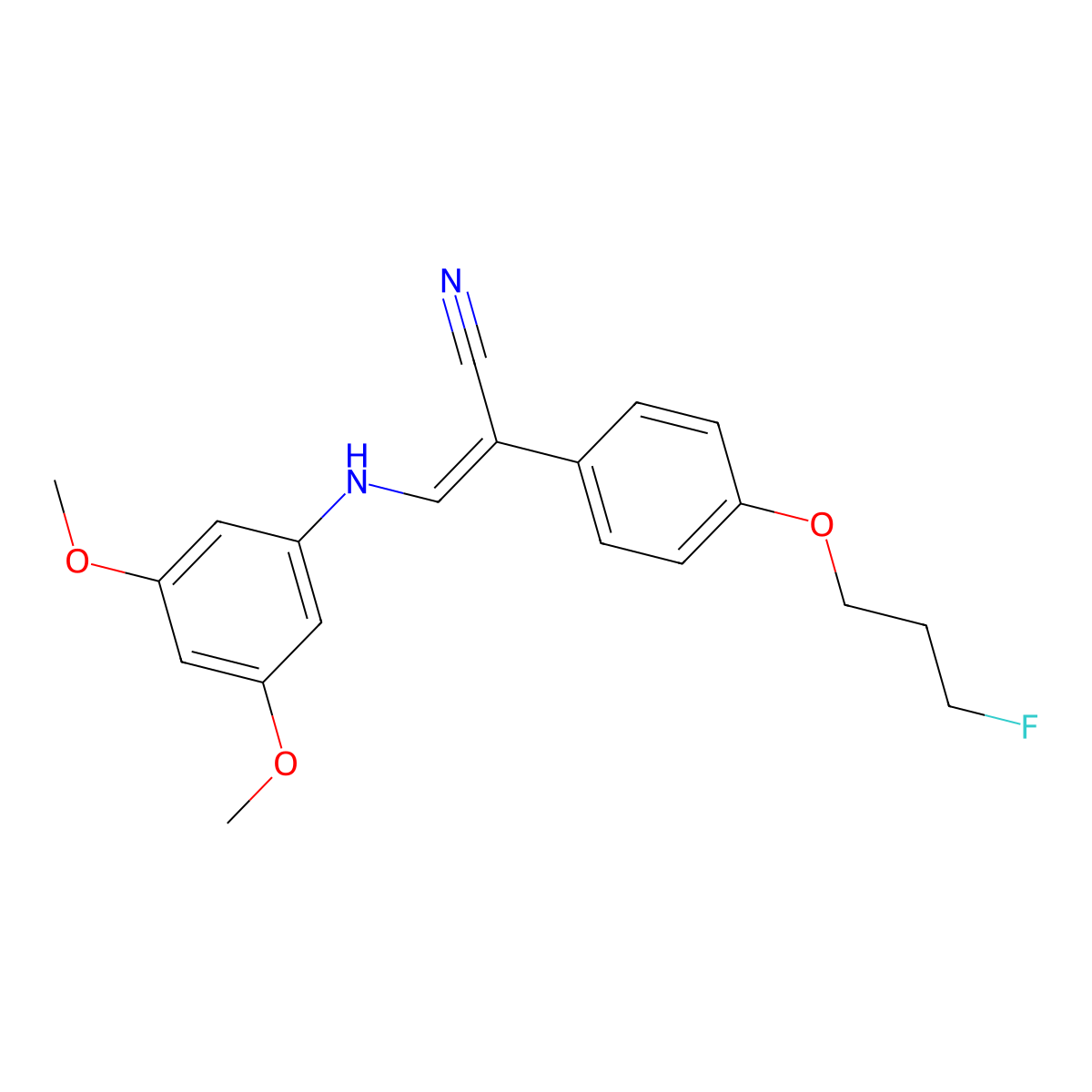 (Z)-3-(3,5-dimethoxyanilino)-2-[4-(3-fluoropropoxy)phenyl]-2-propenenitrile molecular structure, CAS 478039-54-2