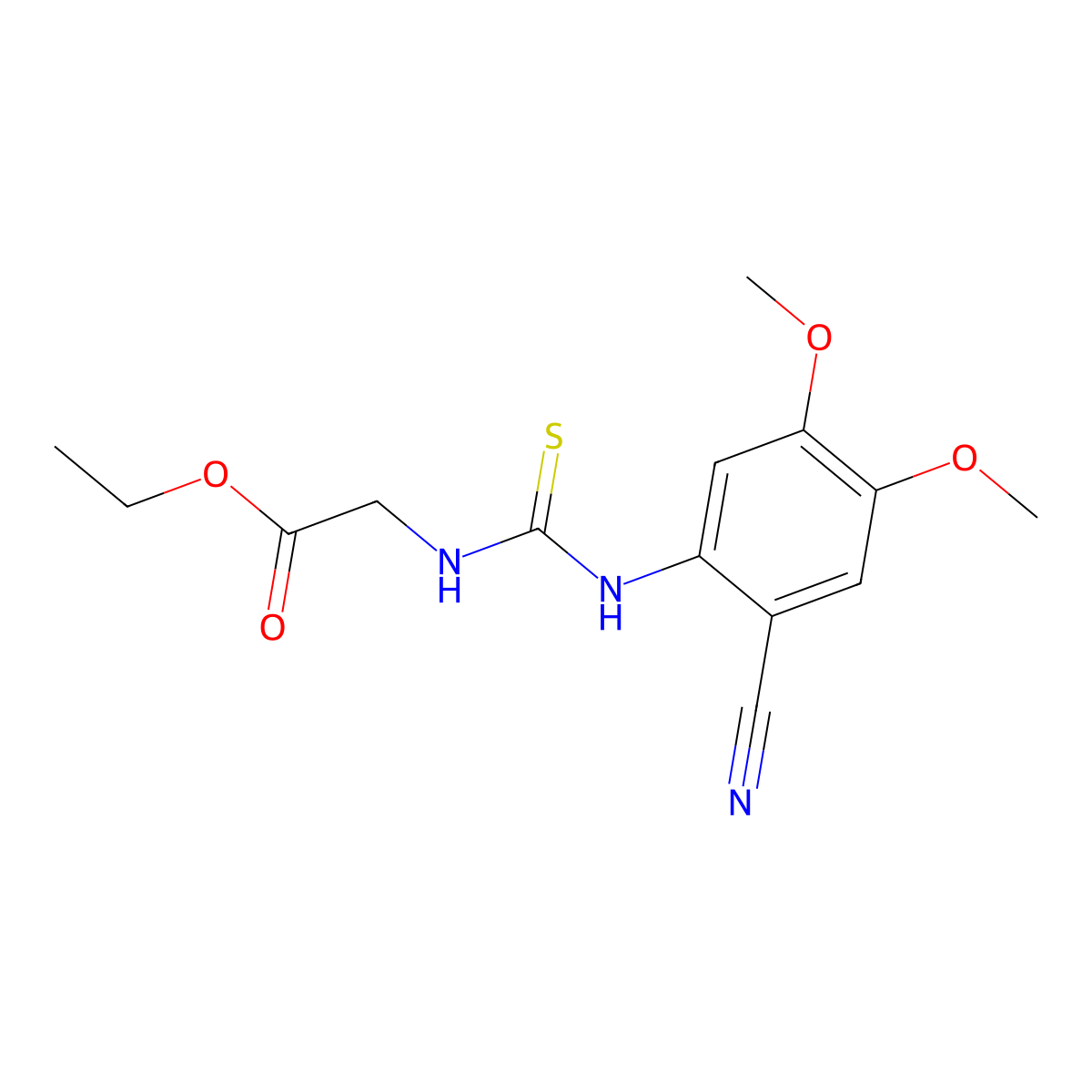 Ethyl 2-{[(2-cyano-4,5-dimethoxyanilino)carbothioyl]amino}acetate molecular structure, CAS 478039-60-0