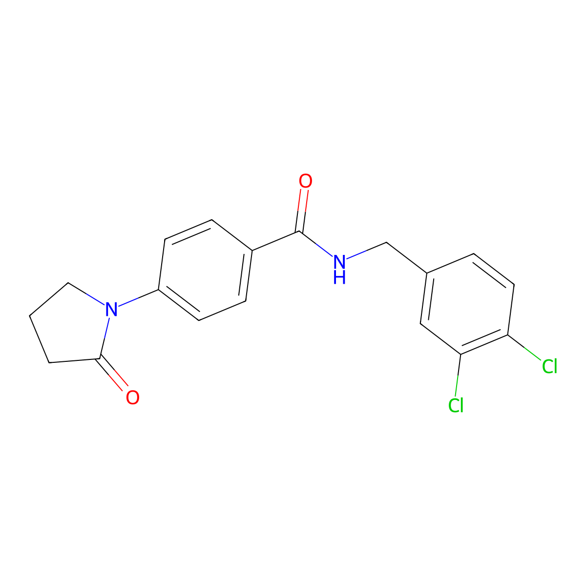 N-[(3,4-dichlorophenyl)methyl]-4-(2-oxopyrrolidin-1-yl)benzamide molecular structure, CAS 478039-61-1