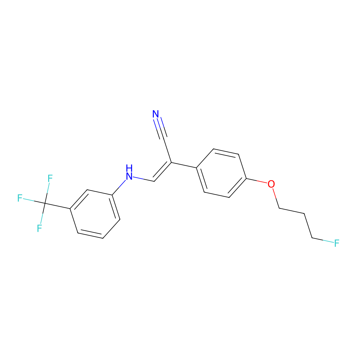 (Z)-2-[4-(3-fluoropropoxy)phenyl]-3-[3-(trifluoromethyl)anilino]-2-propenenitrile molecular structure, CAS 478039-65-5