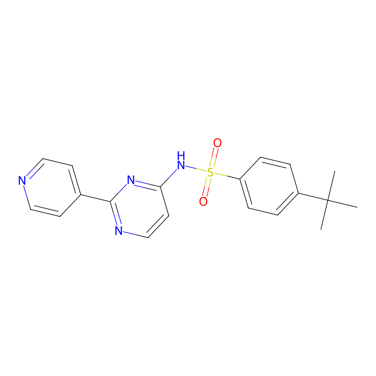 4-(tert-butyl)-N-[2-(4-pyridinyl)-4-pyrimidinyl]benzenesulfonamide molecular structure, CAS 478039-74-6