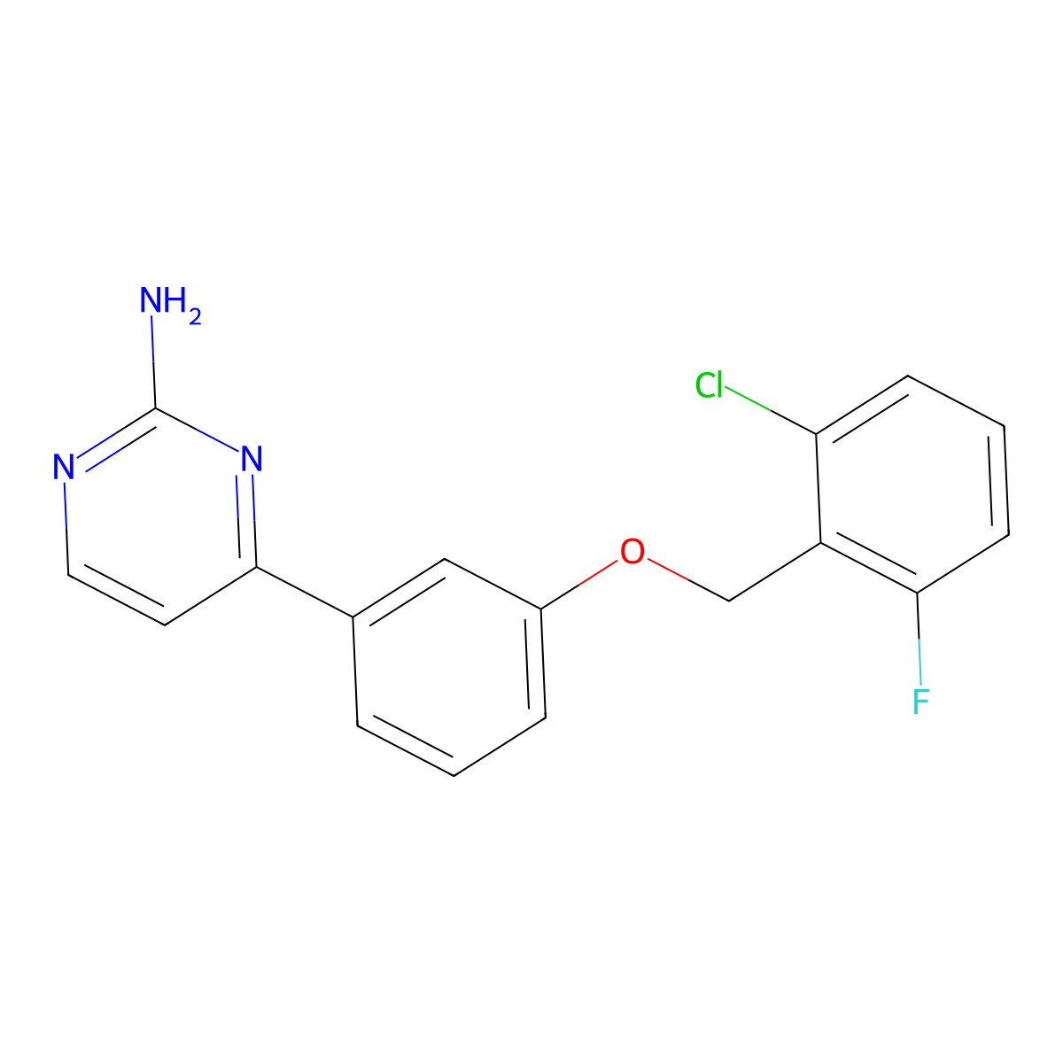 4-{3-[(2-Chloro-6-fluorobenzyl)oxy]phenyl}-2-pyrimidinamine molecular structure, CAS 478039-82-6