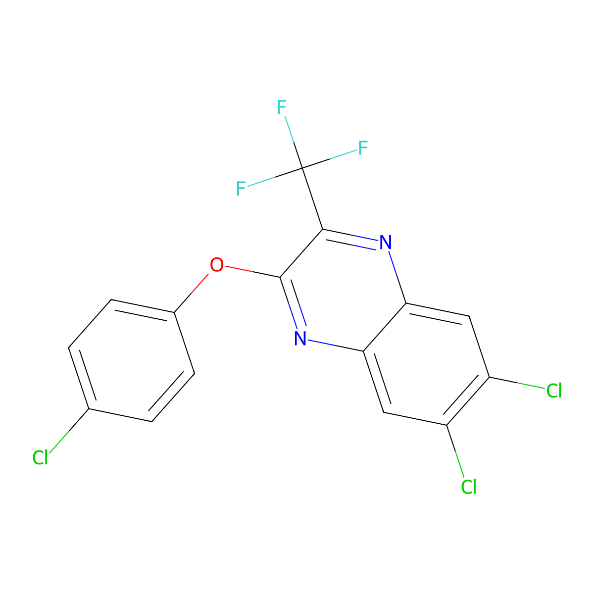 6,7-Dichloro-2-(4-chlorophenoxy)-3-(trifluoromethyl)quinoxaline molecular structure, CAS 478039-85-9