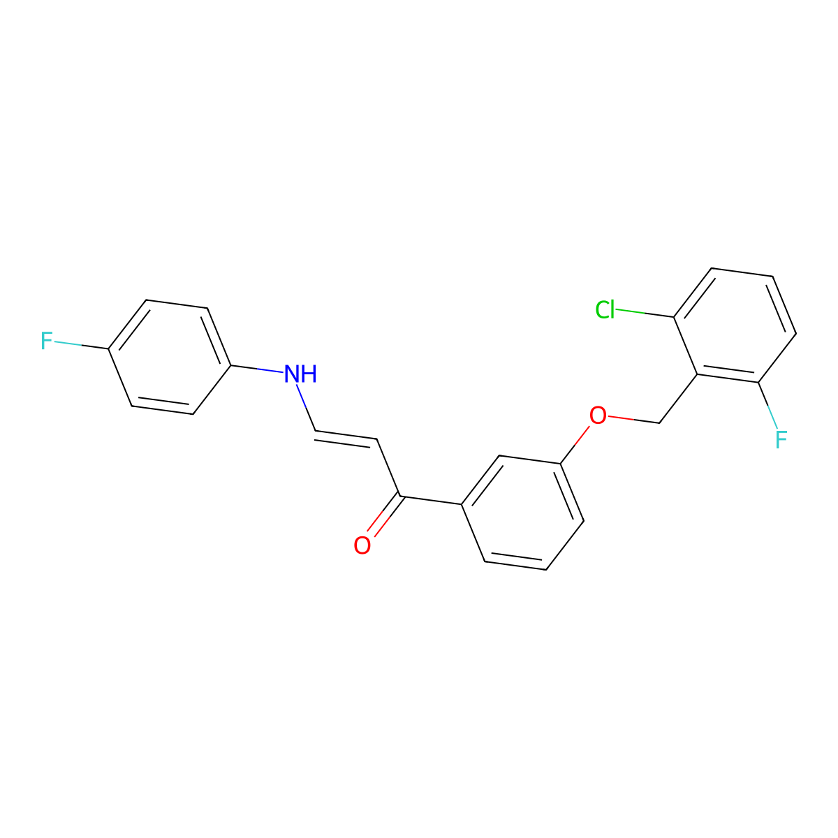 (E)-1-{3-[(2-chloro-6-fluorobenzyl)oxy]phenyl}-3-(4-fluoroanilino)-2-propen-1-one molecular structure, CAS 478039-90-6