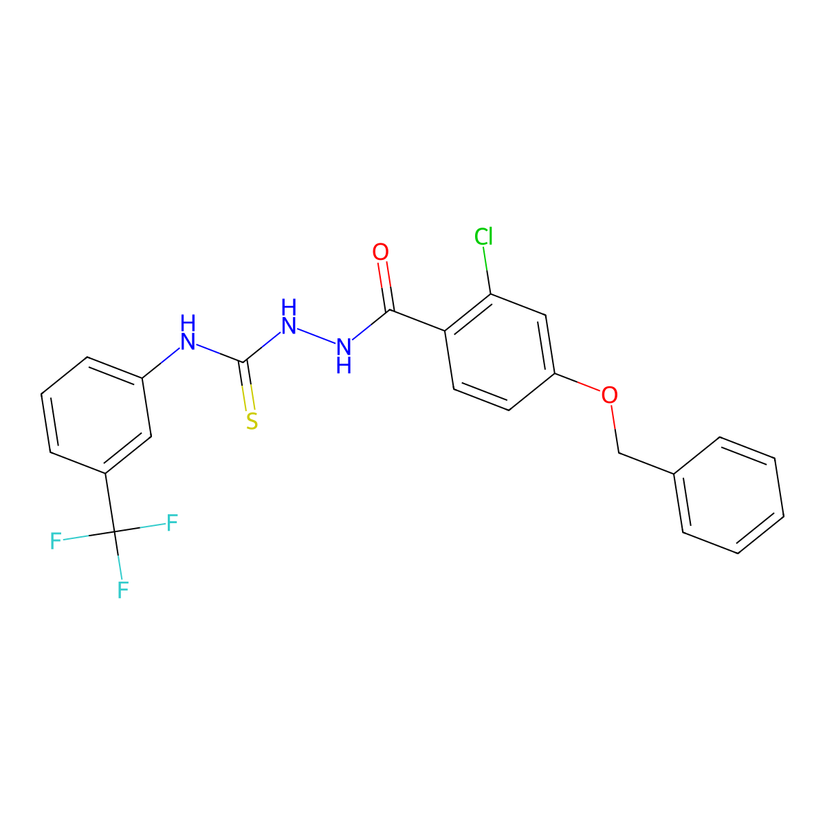2-[4-(benzyloxy)-2-chlorobenzoyl]-N-[3-(trifluoromethyl)phenyl]-1-hydrazinecarbothioamide molecular structure, CAS 478040-05-0