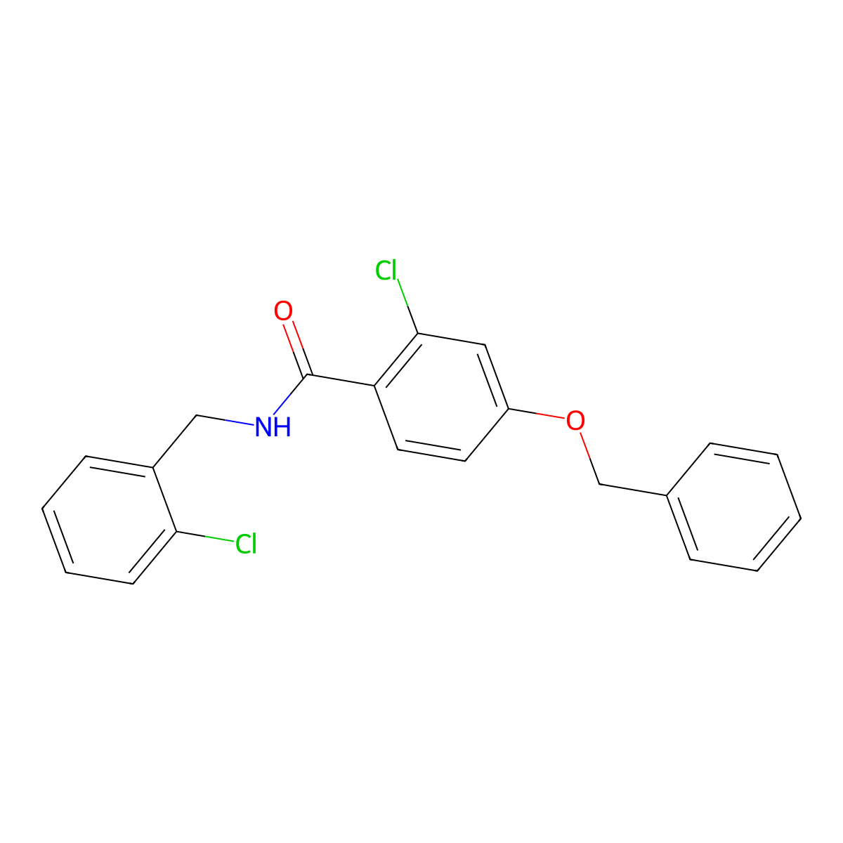 4-(benzyloxy)-2-chloro-N-(2-chlorobenzyl)benzenecarboxamide molecular structure, CAS 478040-06-1