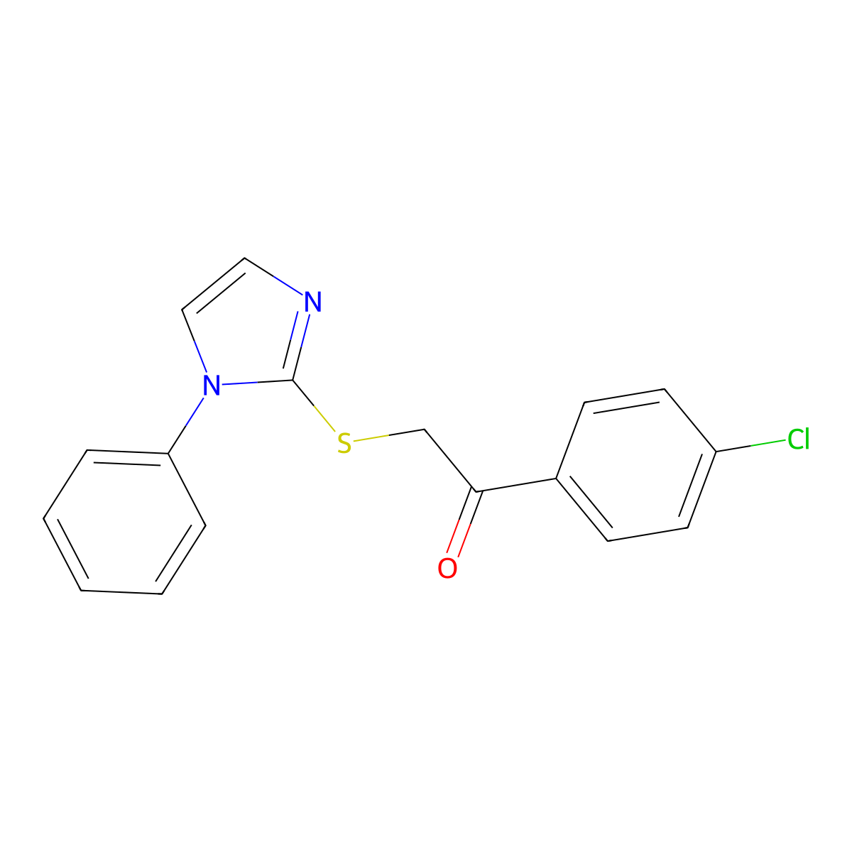 1-(4-chlorophenyl)-2-[(1-phenyl-1H-imidazol-2-yl)sulfanyl]-1-ethanone molecular structure, CAS 478040-07-2