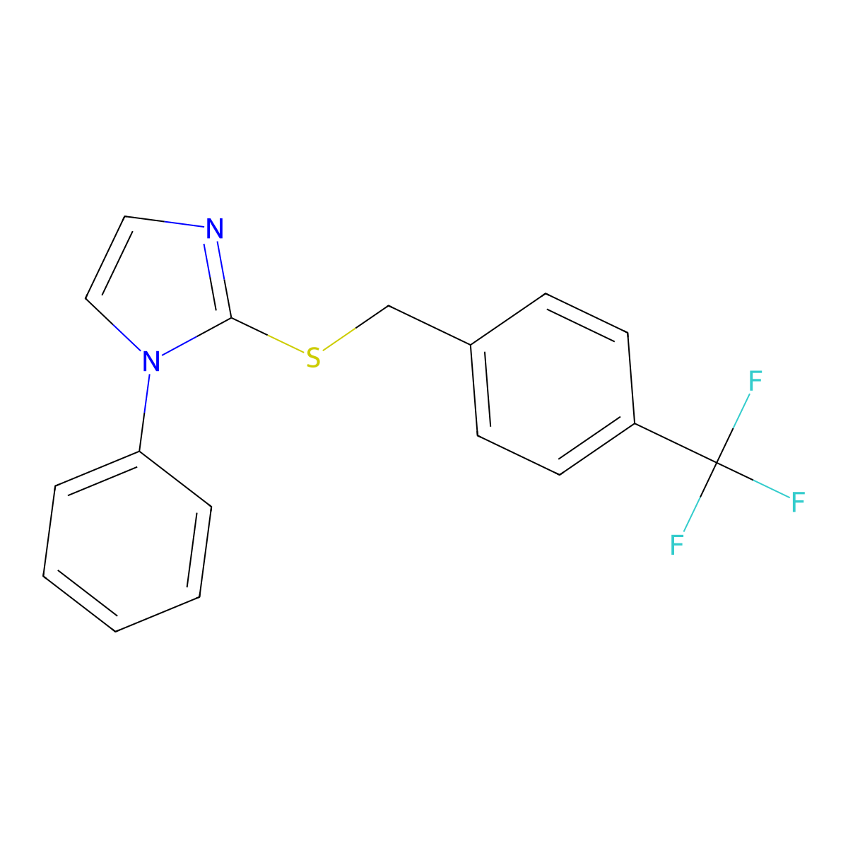 1-Phenyl-2-[[4-(trifluoromethyl)phenyl]methylthio]imidazole molecular structure, CAS 478040-08-3